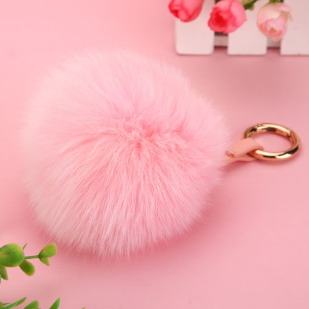 Furry ball key chain for any phone